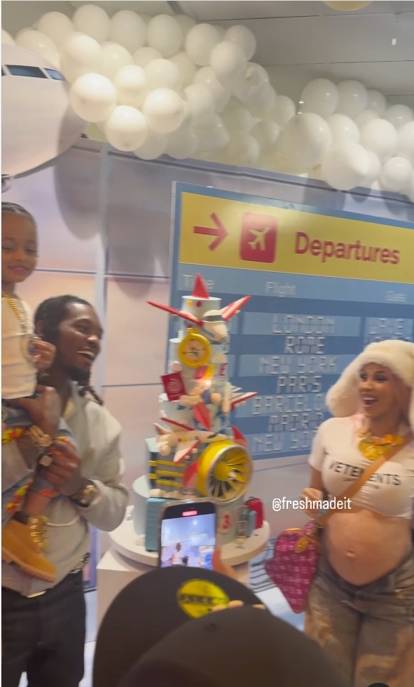 Pregnant Cardi B and Offset reunite amid divorce to celebrate son Wave’s 3rd birthday with airplane-themed party